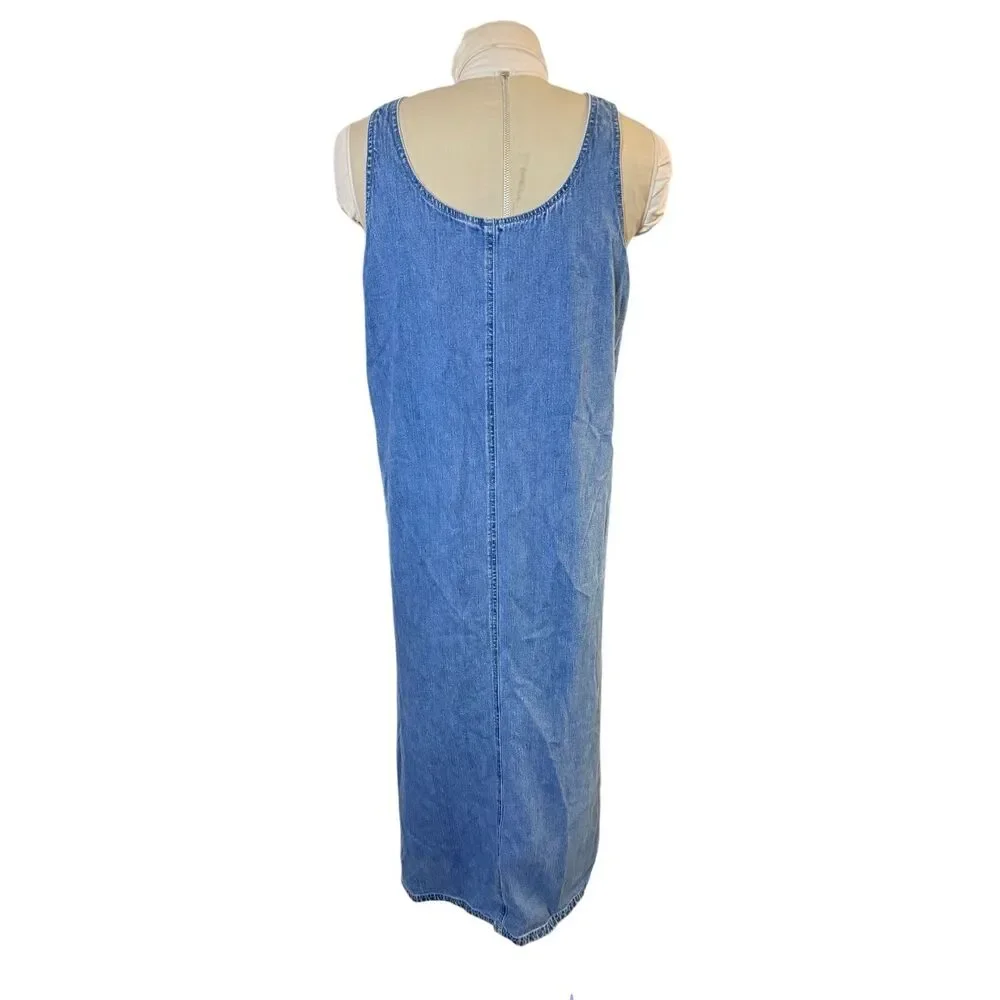 Paul Harris Denim Maxi Dress XL Blue Jean Denim Overall Minimalist Basic - Picture 5 of 11